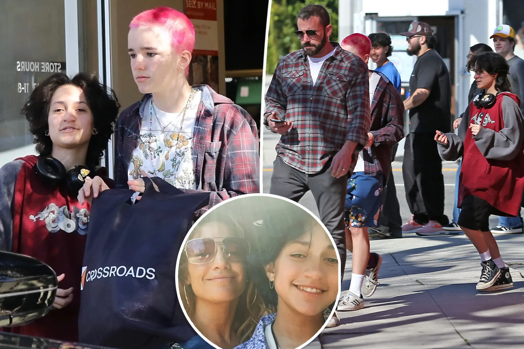Ben Affleck’s 15-year-old Seraphina shows off new pink hair on outing with one of Jennifer Lopez’s twins