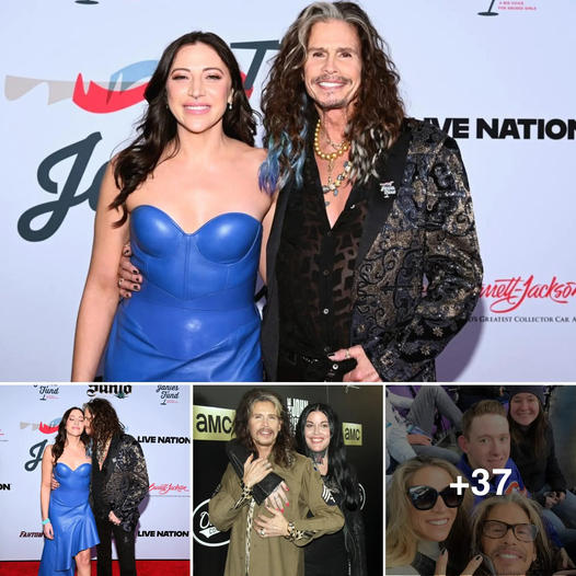 Steven Tyler, 75, packs on the PDA with girlfriend Aimee Preston, 36, as they share a sweet kiss on the red carpet at Grammys 2024 star-studded viewing party