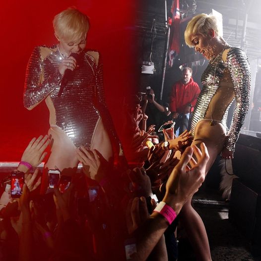 Shock! Miley Cyrus let the audience “touch” the f.o.r.b.i.d.d.e.n. area right on stage