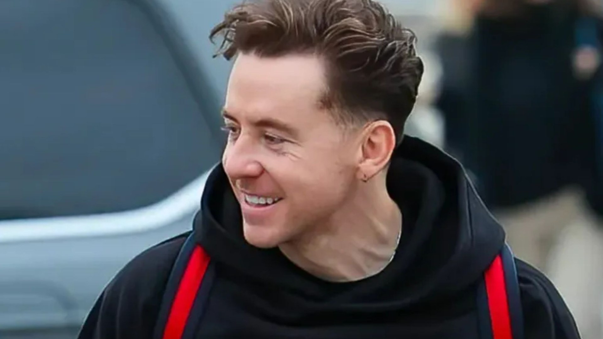 McFly’s Danny Jones can’t stop smiling as he arrives at Heathrow with Joel Dommett and Sam Thompson ahead of I’m A Celeb