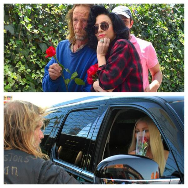 Remember the homeless man Lady Gaga gave a rose to? This is him giving her a rose back 3 months later :)