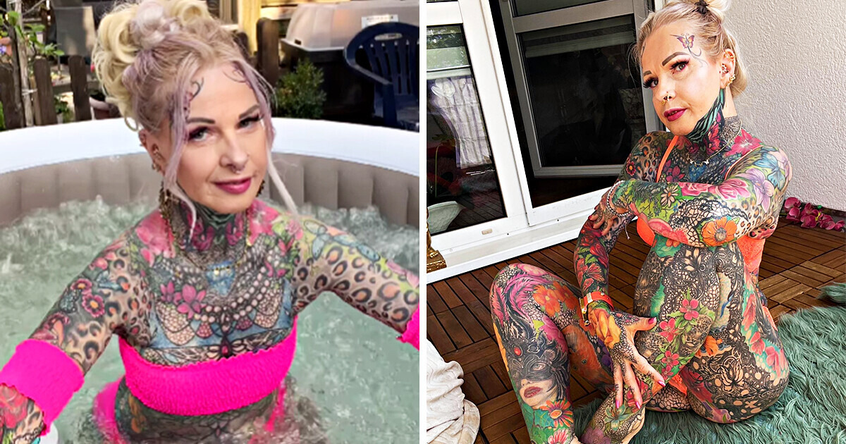 58-Year-Old Grandma Uses Her Life Savings Only For Full-Body Tattoos…Wait Until You See Her Transformation