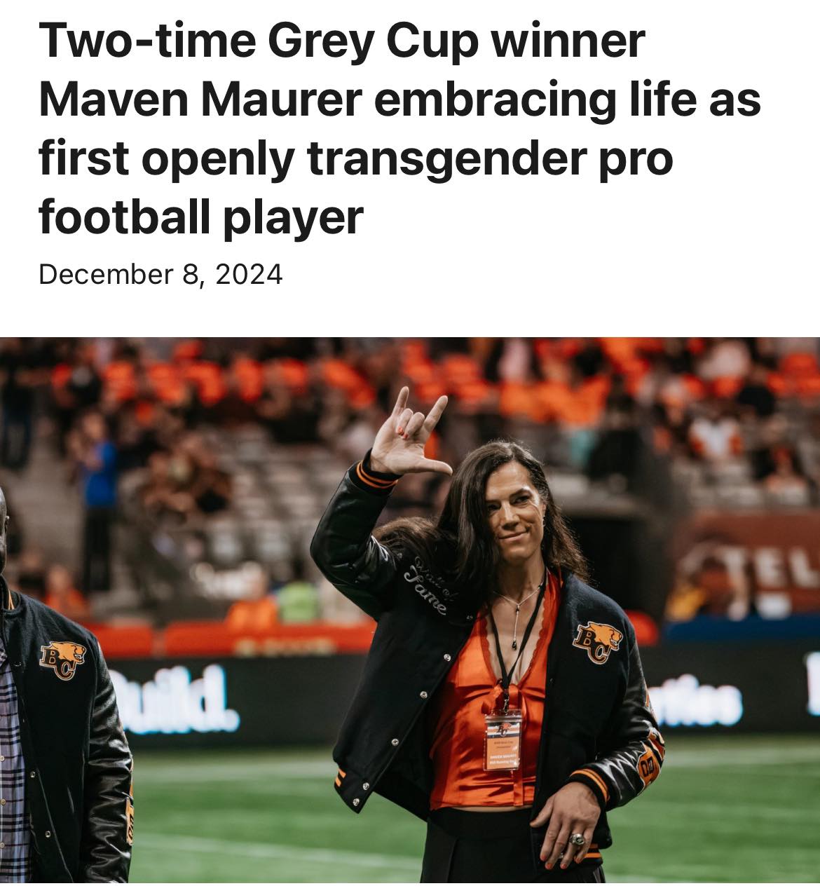 Two-time Grey Cup winner Maven Maurer embracing life as first openly transgender former pro football player